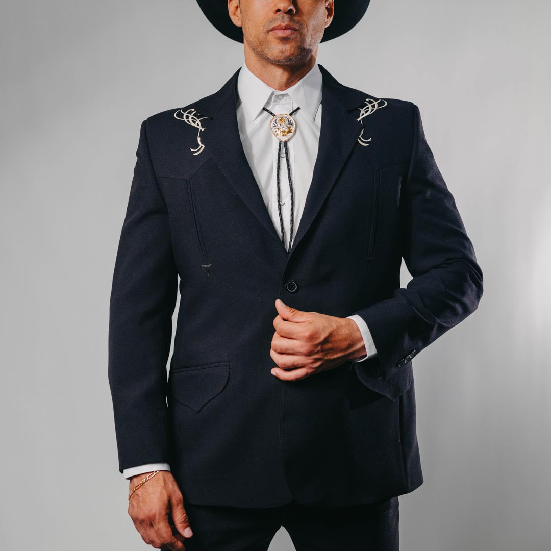 Moda Vaqueros Vestidos De Negro Trajes Vaqueros Para Hombre Traje