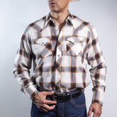 Camisa 1800 West Cuadros Blanco/Cafe 038