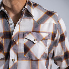 Camisa 1800 West Cuadros Blanco/Cafe 038