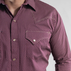 Camisa Longhorn Est Vino/Blanco 002