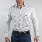 Camisa Longhorn Estampada Blanco/Azul Rama 003