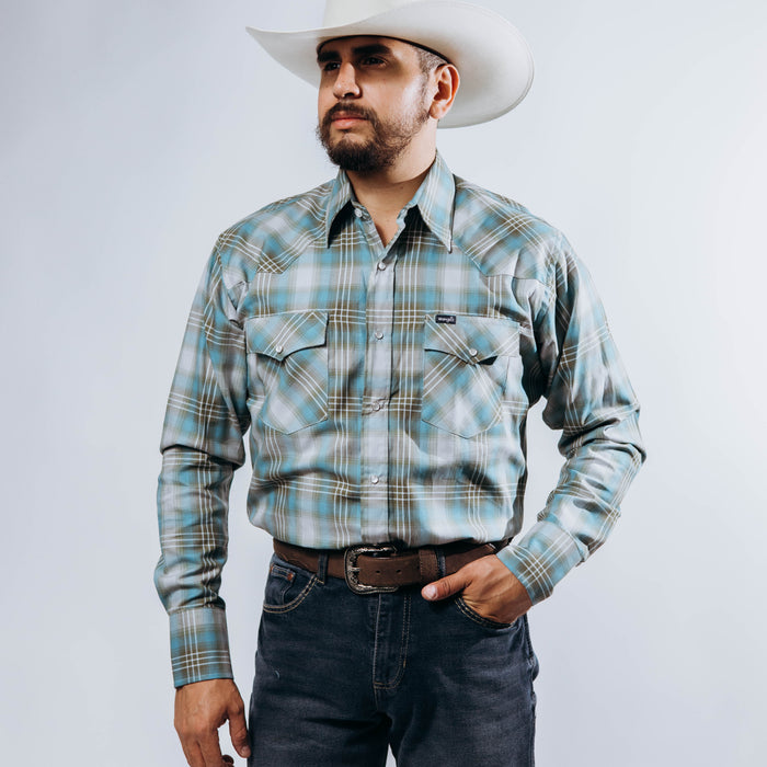 Camisa Wrangler Cuadros Azul/Gris 214