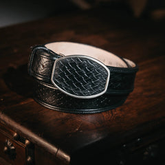 Cinto Toro Bravo Grabado Petatillo Heb Negro 030