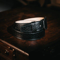 Cinto Toro Bravo Grabado Petatillo Heb Negro 030