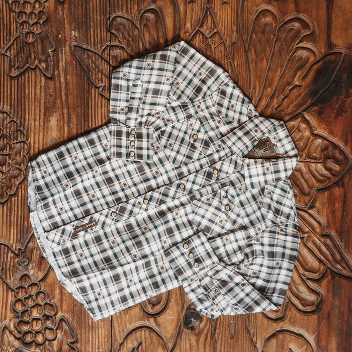 Camisa Rodeo West Kid Cuadros Blanco/Negro 011