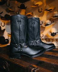 Bota Tejano Style Grisly Negro Biker 035