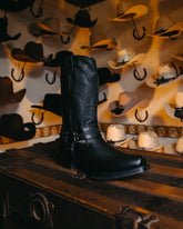 Bota Tejano Style Grisly Negro Biker 035