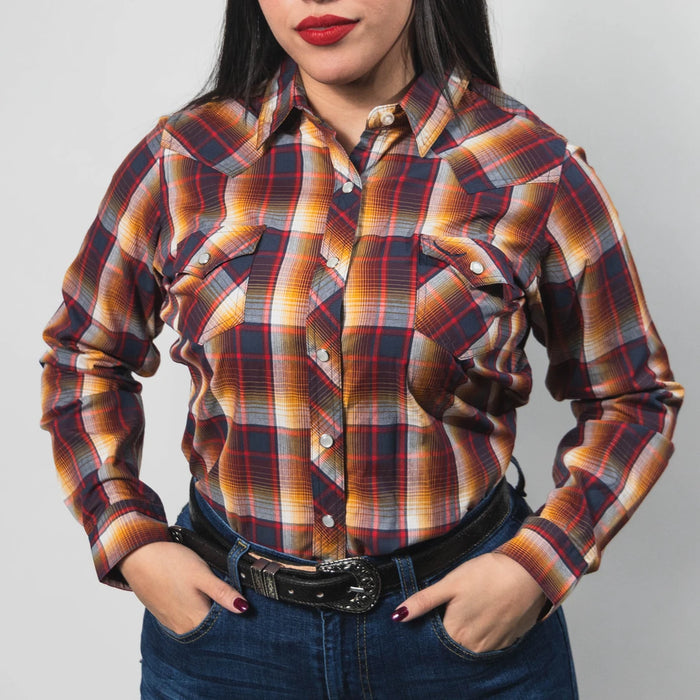 Blusa McAllen Manga Corta Cuadros Gris/Rojo 006