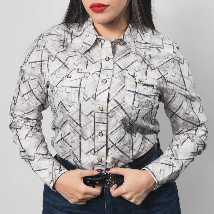 Blusa Rodeo West Estampada Blanco/Gris 012
