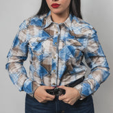 Blusa Rodeo West Est Azul/Arena 013