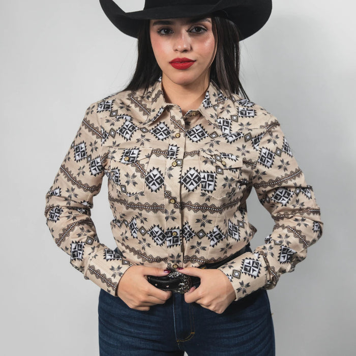 Blusa Rodeo West Estampada Navajo Beige 019