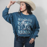 Sudadera Rock&Roll Rodeo Flecos Azul 002