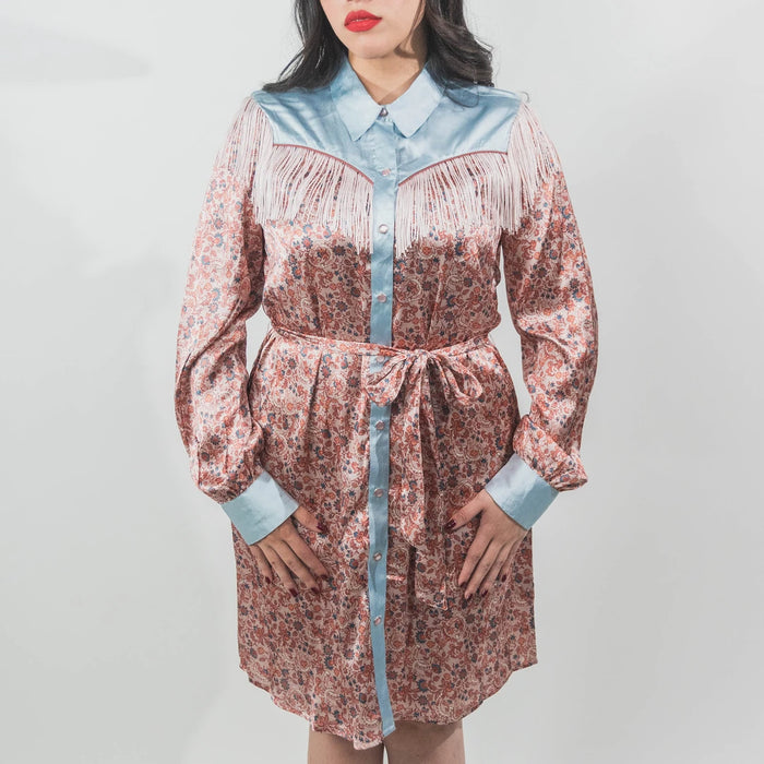 Vestido Rock&Roll Satin Estampada Rosa Flores 007