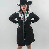 Vestido Rock&Roll LSYoked Borado Negro 011