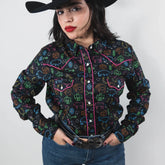 Blusa Panhandle Est Vegas Print Negro 014