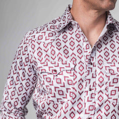 CAMISA CACTUS EST ROM BCO/VINO XLS