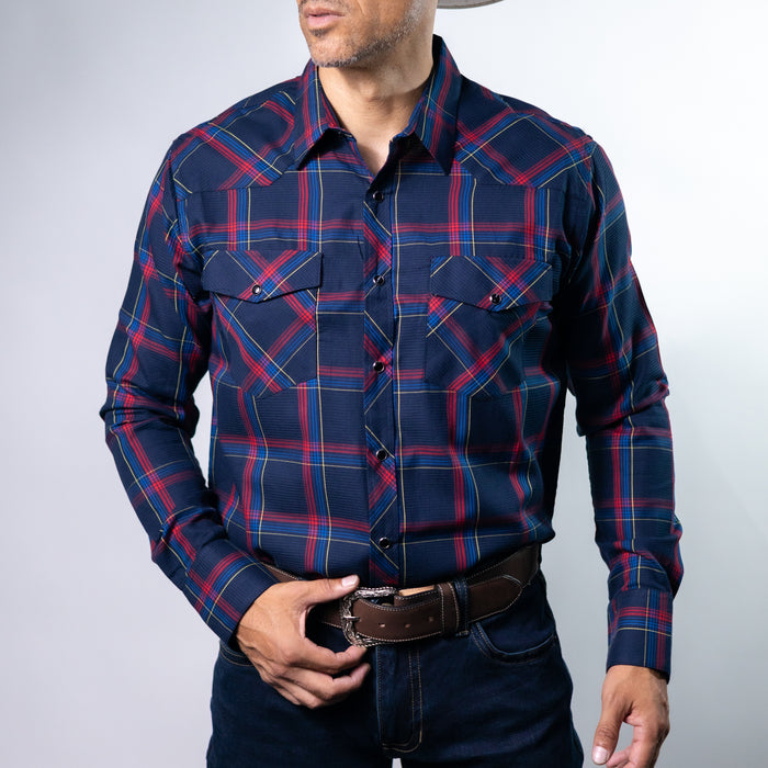 Camisa Montero Cuadros Marino/Rojo