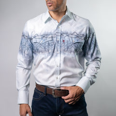 CAMISA FAR WEST EST LINEA TORO GRIS