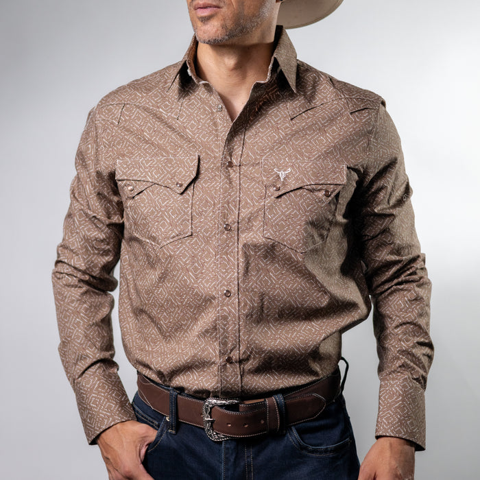 Camisa Cactus Estampada Romb Café/Blanco