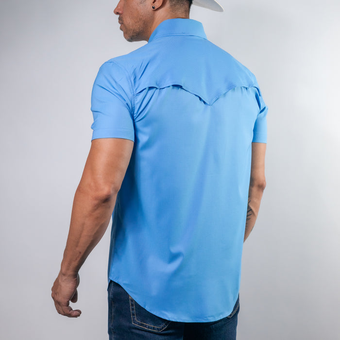 Camisa Rock&Roll Manga Corta Performance Lisa Azul