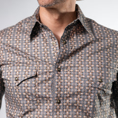 CAMISA ROCK&ROLL EST GEO DRK BROWN