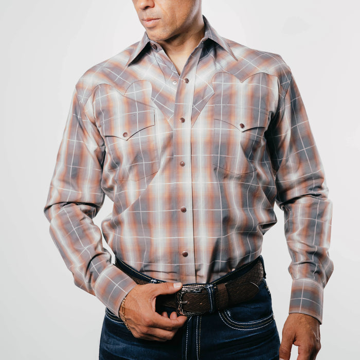 Camisa Stetson Cuadros Naranja/Gris 102