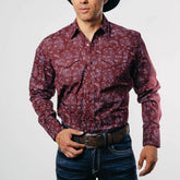 Camisa 1800 West Est Vino/Bco Flor 009