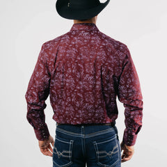 Camisa 1800 West Est Vino/Bco Flor 009