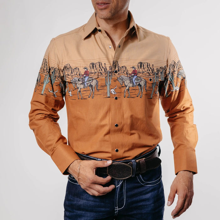 Camisa Panhandle Estampada Retro Rider Border Khaki 025