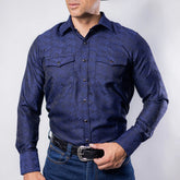 Camisa Custer Estampada Boston Azul 015
