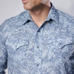 Camisa 1800W Est Flor Azul 020