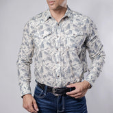 Camisa 1800 West Estampada Blanco/Gris 021