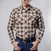 Camisa 1800 West Cuadros Café/Khaki 022