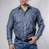 Camisa 1800 West Estampada Azul/Blanco 024