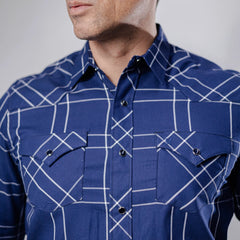 Camisa 1800 West Cuadros Azul/Blanco 027