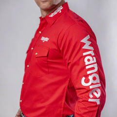 Camisa Wrangler Bordada Logo Roja Snap 204