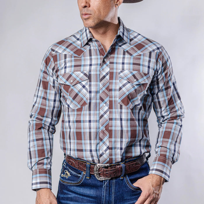 Camisa Hannover Cuadros Café/Celeste/Blanco 377