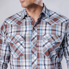 Camisa Hannover Cua Cafe/Cel/Bco 377