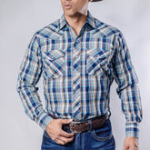 Camisa Hannover Cuadros Ocre/Azul 378
