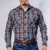 Camisa Hannover Cua Cafe/Cel/Azul 381