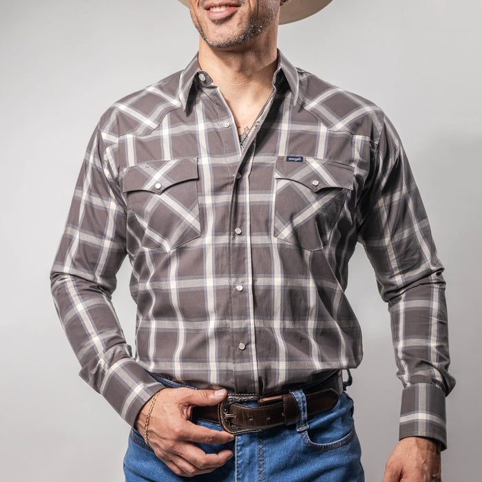Camisa Wrangler Painted Cuadros Gris/Blanco 254