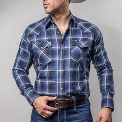 Camisa Wrangler Painted Cuadros Azul/Blanco 255