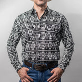 Camisa Montero Western Est Negro/Blanco 034