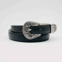 Cinto De Pura Sangre Petatillo Negro Slim 013