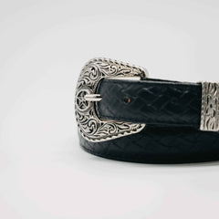 Cinto De Pura Sangre Petatillo Negro Slim 013