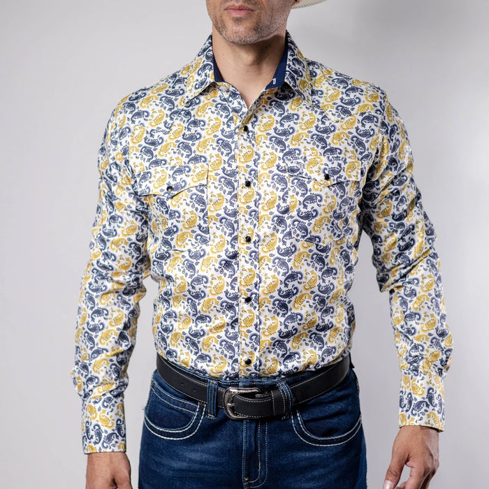 Camisa Cactus Estampada Blanco/Azul 139