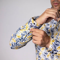 Camisa Cactus Est Blanco/Azul 139