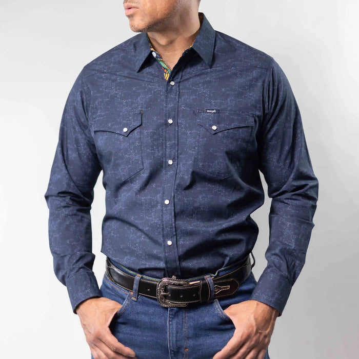 Camisa Wrangler Retro Estampada Azul/Blanco 275