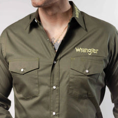 Camisa Wrangler Bordado Logo Olivo 279