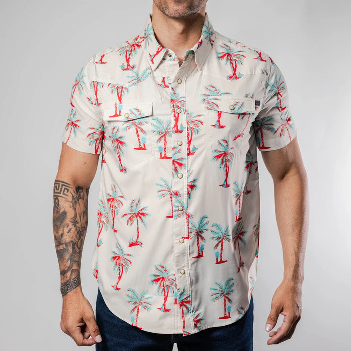 Camisa Rock&Roll Manga Corta Performance Estampada Beige 060
